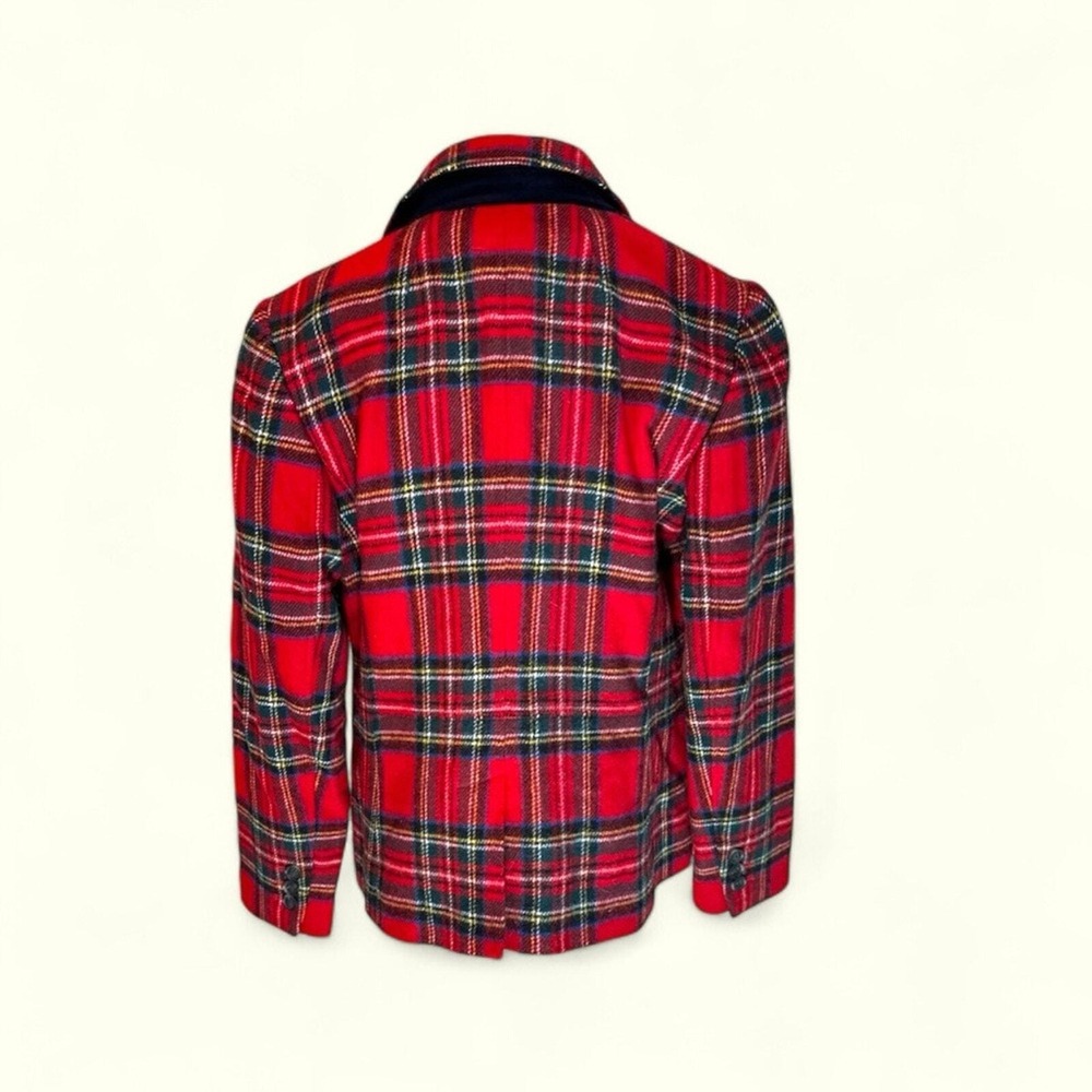 Talbots Plaid Blazer 8 Red Tartan Wool Blend Two Button Holiday Academic Jacket - Picture 5 of 13